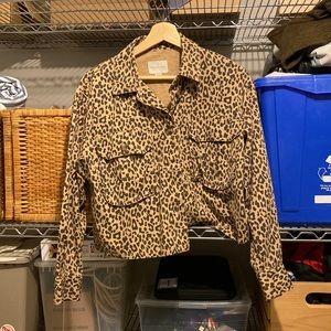 American Eagle waist length cheetah denim jacket